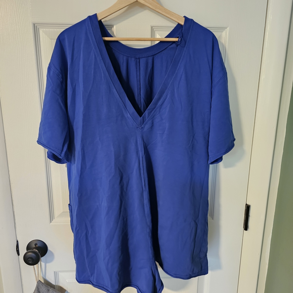 Free People Movement Hot Shot Tee Romper S. ELECTRIC SHOCK (Royal Blue) NWT - Picture 5 of 11